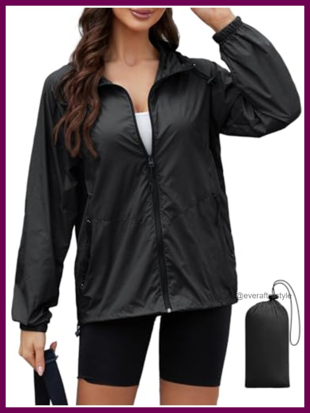 PITINAN Women's Packable Rain Jacket Lightweight Hooded Waterproof Windbreaker